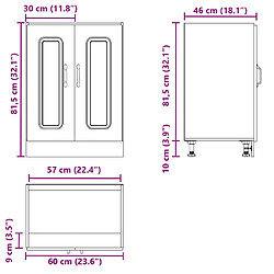 vidaXL Meuble bas pour évier Kalmar blanc 60x46x81,5cm bois ingénierie pas cher