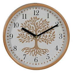 BigBuy Home Horloge Murale Arbre Blanc Naturel Bois Verre 22 x 22 x 4,5 cm