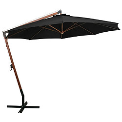 vidaXL Parasol de jardin suspendu avec mât noir bois de sapin massif