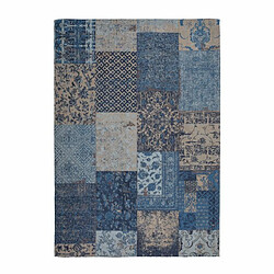 Paris Prix Tapis Tissé Vintage Patchwork Symphony Bleu 80 x 150 cm