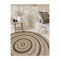 Avril Paris Tapis extérieur rond - 160cm - naturel - 100% polypropylène résistant aux UV - 1400 gr/m2 - NOUR