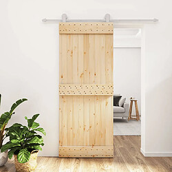 vidaXL Porte coulissante et kit de quincaillerie 85x210 cm pin massif