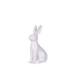 Beliani Figurine décorative lapin en céramique blanc 26 cm RUCA