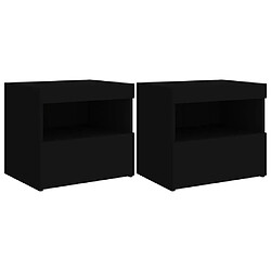 Maison Chic Lot de 2 Tables de chevet avec lumières LED - Tables de Nuit noir 50x40x45 cm