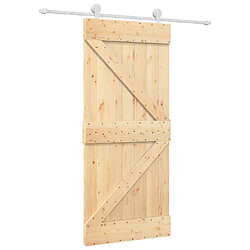 vidaXL Porte coulissante et kit de quincaillerie 90x210 cm pin massif