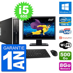 PC HP 8100 Elite SFF Ecran 22" Core i5-650 RAM 8Go Disque 500Go Windows 10 Wifi - Occasion