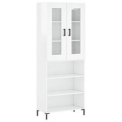 vidaXL Buffet haut Blanc brillant 69,5x34x180 cm Bois d'ingénierie