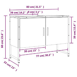 vidaXL Armoire lavabo de salle de bain chêne fumé bois d'ingénierie pas cher