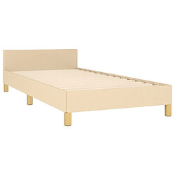 Maison Chic Lit adulte - Cadre Structure de lit avec tête de lit Contemporain Crème 100x200 cm Tissu -MN61783 pas cher