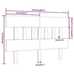 vidaXL Tête de lit Noir 123,5x3x81 cm Bois massif de pin pas cher