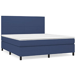 vidaXL Sommier à lattes de lit avec matelas Bleu 180x200 cm Tissu