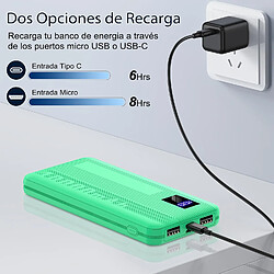 SANAG Batterie Externe, 15W Power Bank, Baterie Externe Capacité 10000Mah, Slim Et Portable, Avec 1 Port Usb C Et 2 Ports Usb A Et Écran Led Pour Iphone Samsung Smartphones, Smartwatch(Vert 2024) pas cher