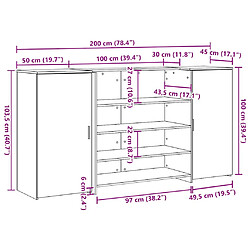 vidaXL Bureau réception chêne sonoma 200x50x103,5 cm bois d'ingénierie pas cher