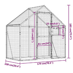 vidaXL Volière argenté 179x100x185 cm aluminium pas cher