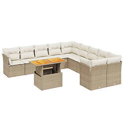 vidaXL Salon de jardin 11 pcs avec coussins beige résine tressée