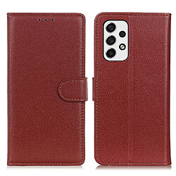 Etui en PU texture litchi, magnétique, antichoc marron pour votre Samsung Galaxy A53 5G