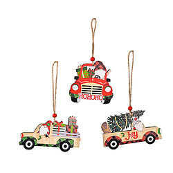 C111 3PCS Pendentif en bois de Noël Pendentif auto Pendentif auto Pendentif Scène de Noël Décoration Ornements de Noël