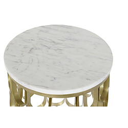 Acheter Pegane Table d'appoint en marbre et fer coloris blanc doré - diamètre 30 x hauteur 50 cm