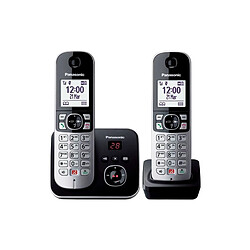 Téléphone fixe sans fil Duo Panasonic KX TG6862 Noir et argent 