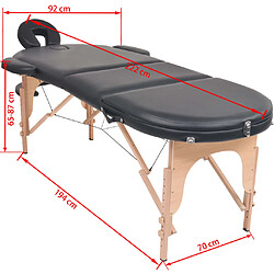 vidaXL Table de massage pliable 4 cm d'épaisseur et 2 traversins Noir pas cher