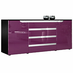 Mpc Buffet Bas Noir Mat Et Mûre Laqué (lxhxp) : 166 X 72 X 35