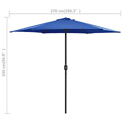 vidaXL Parasol de jardin et mât en aluminium 270x246 cm Bleu azuré pas cher