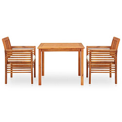 Maison Chic Mobilier à dîner 3 pcs de jardin - Ensemble table et chaises d'extérieur - Salon/Mobilier de jardin classique et coussins Acacia solide -MN35571