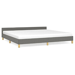 Maison Chic Lit adulte - Cadre Structure de lit avec tête de lit Contemporain Gris foncé 200x200 cm Tissu -MN94624