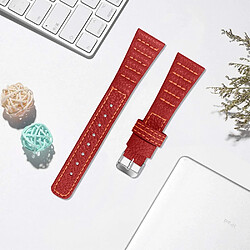 Bracelet en cuir véritable lignes de couture ondulées, rouge pour votre Huami Amazfit Bip 1S/GTR 42mm/GTS/Bip Lite