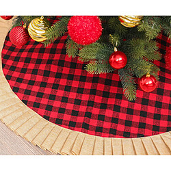 Avis C205 120 cm Dentelle de Noël Noir et Rouge Tissu Plaid Tissu Tree Jupe Jupe De Noël Tree De Décoration De Noël Tablier