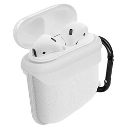 Avizar Étui Boitier Airpods 1 et 2 Protection Silicone Mousqueton intégré - blanc