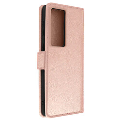 Avizar Étui pour Samsung Galaxy S21 Ultra Clapet Portefeuille Support Vidéo Rose Gold