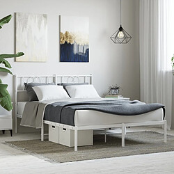 Maison Chic Lit adulte 140x200cm- Cadre de lit métal avec tête de lit pour chambre blanc -MN74463