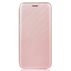 Coque en TPU + PU en fibre de carbone anti-empreintes digitales, magnétique or rose pour votre Apple iPhone 13 6.1 pouces