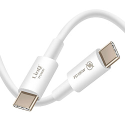 LinQ Câble USB C vers USB C 100W 1.8m pour Ordinateur Portable / MacBook Blanc