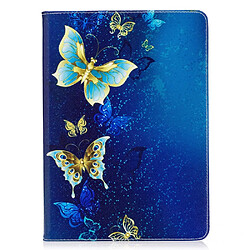 Etui en PU stand d'impression modèle tablet bleu papillons pour votre Apple iPad 9.7 (2017)