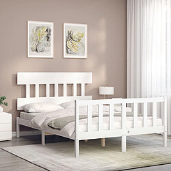 Avis Maison Chic Lit adulte - Cadre Structure de lit avec tête de lit Contemporain blanc 140x200 cm bois massif -MN83134