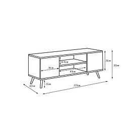 Acheter Alter Meuble TV avec 2 portes et 1 étagère centrale, Buffet avec pieds, Buffet de salon style scandinave, 155x40h50 cm, coloris Blanc et Chêne