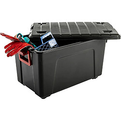 Iris Ohyama, Set- 2 Boites de rangement bricolage - Store It All - 110L, noir et rouge, 75 x 44,5 x 44,5 cm