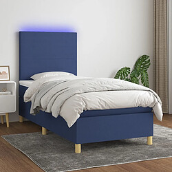 vidaXL Sommier à lattes de lit avec matelas et LED Bleu 80x200cm Tissu