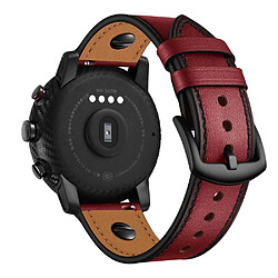 Bracelet en cuir véritable 22mm rouge pour votre Samsung Gear S3/Galaxy Watch 46mm