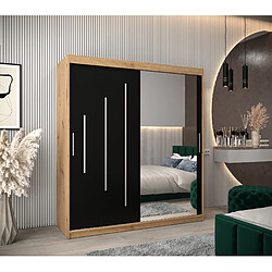 Abiks Meble Armoire YORK 2 À Portes Coulissantes 200/180/62 2 Portes (Artisan/Noir)