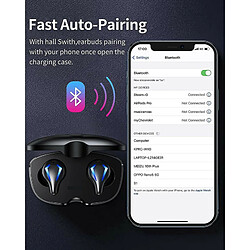 Chrono Écouteurs sans fil Écouteurs Bluetooth Mode jeu/musique Écouteurs intra-auriculaires/Chargement USB C/Jeu/Gamer/Réduction du bruit/avec microphone/APTX faible latence/pour Android et iPhone(noir) pas cher