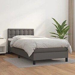 vidaXL Sommier à lattes de lit avec matelas Gris 90x200 cm Similicuir