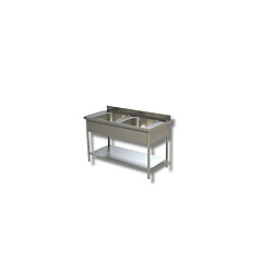 Plonge Inox 2 Eviers avec Etagère - Gamme 700 - Ristopro