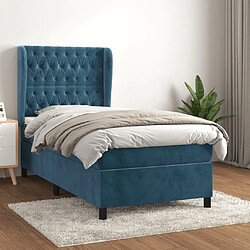 Maison Chic Lit Adulte - Lit simple Lit à sommier tapissier et matelas moelleux - Meuble de Chambre - Bleu foncé 80x200 cm Velours -MN90725