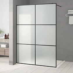 vidaXL Paroi de douche Noir 140x195 cm Verre ESG dépoli