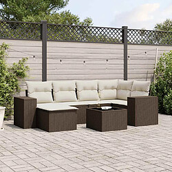 vidaXL Salon de jardin avec coussins 7 pcs marron résine tressée