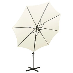 ComfortXL Parasol Déporté Avec Mât Et Lumières LED Sable 300 Cm pas cher