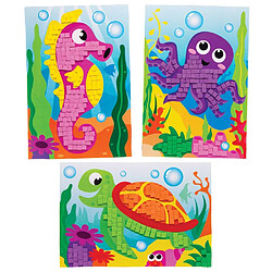 Baker Ross Kits d'illustrations vie marine en mosaïque (lot de 4) - Mosaïque autocollante en mousse pour enfants.